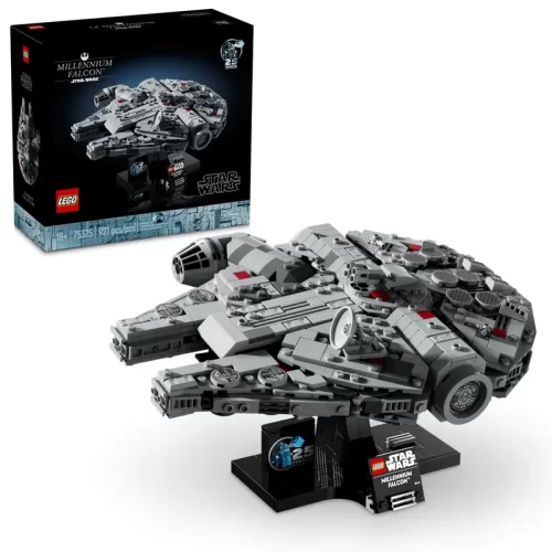 Lego Star Wars Millennium Falcon set 75375 displayed next to box