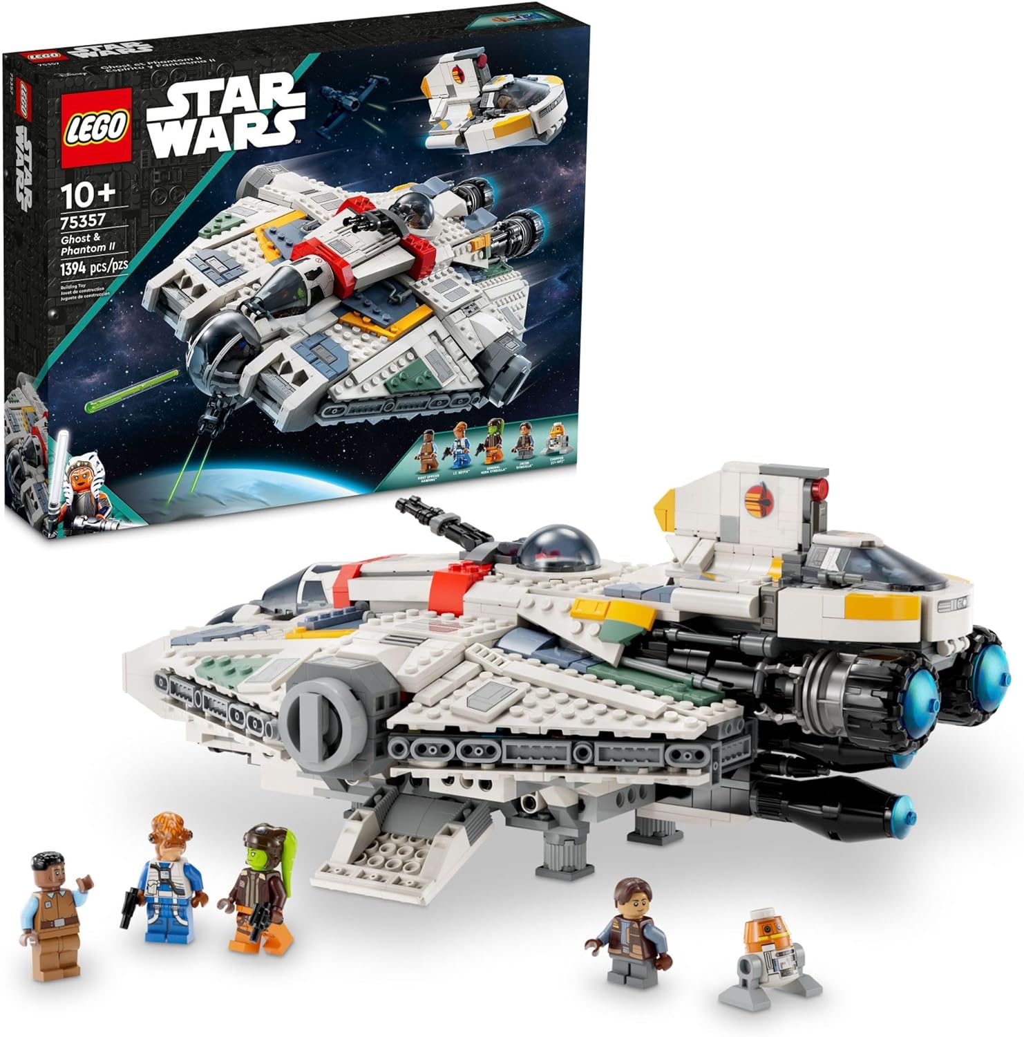 Lego Star Wars Ghost & Phantom II displayed next to box.