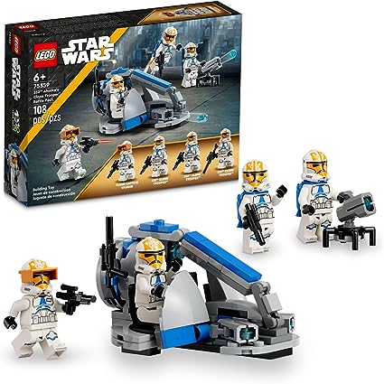 Lego Star Wars 332nd Ahsoka's Clone Trooper Battle Pack displayed next to box.