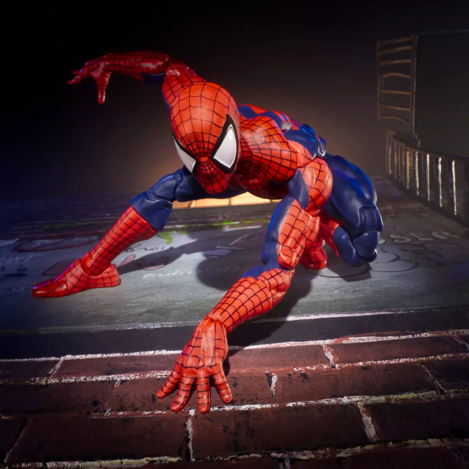 Hasbro Marvel Legends Maximum Series Spider-Man in wall crawling pose.