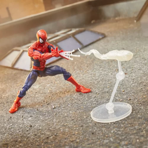 Hasbro Marvel Legends Maximum Series Spider-Man with web effects and effects stand.