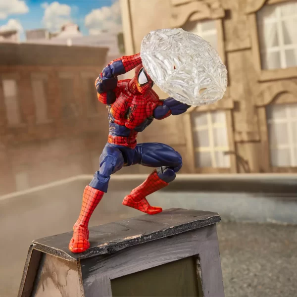 Hasbro Marvel Legends Maximum Series Spider-Man with web shield accessory.