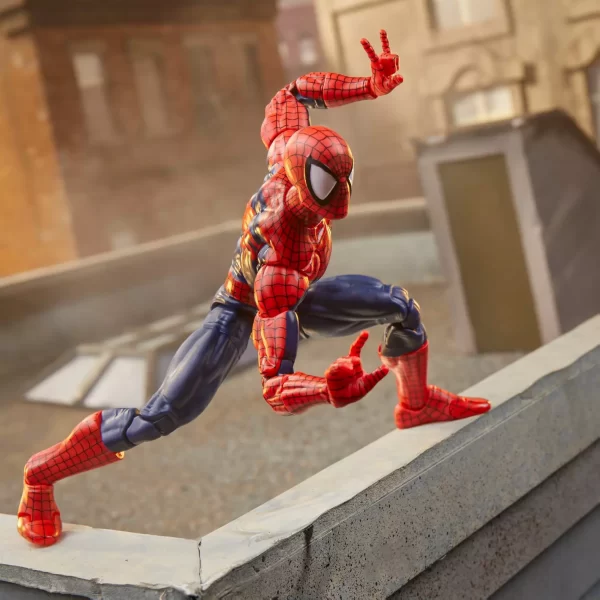 Hasbro Marvel Legends Maximum Series Spider-Man in an action pose with thwip hands.