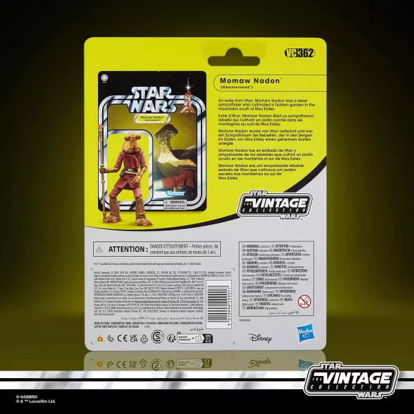 Hasbro Star Wars The Vintage Collection Momaw Nadon, back of packaging.