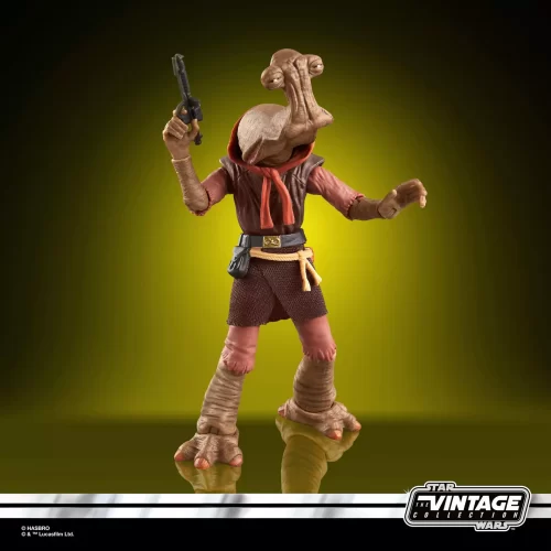 Hasbro Star Wars The Vintage Collection Momaw Nadon with E-11 blaster in hand.