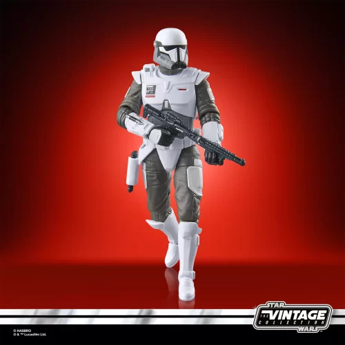 Hasbro Star Wars The Vintage Collection Imperial Armored Commando walking with rifle blaster in hand.