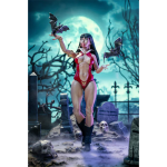 Frazetta Girls Icon Collectibles Vampirella with bat on figure.