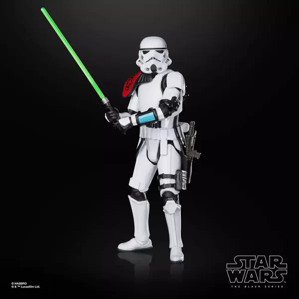Hasbro Star Wars The Black Series Sergeant Kreel wielding his lightsaber with both hands on the hilt.