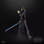 Hasbro Star Wars The Black Series Barriss Offee with lit light saber at her side.