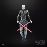 Hasbro star Wars The Black Series Asajj Ventress (Bounty Hunter) with helmet off and duel lightsabers crossed.