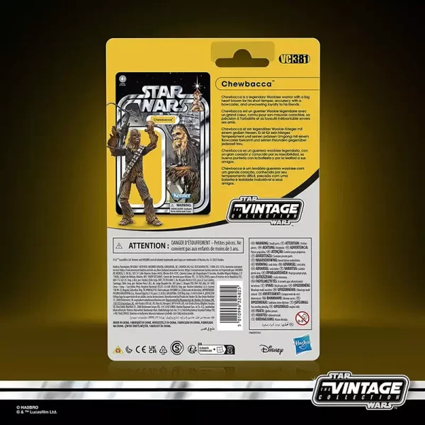 Hasbro Star Wars The Vintage Collection Chewbacca back of packaging.