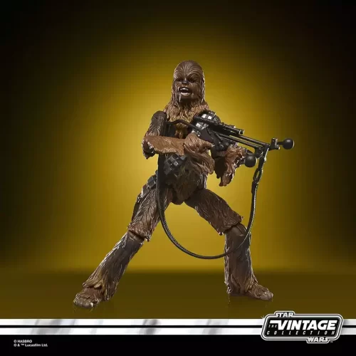 Hasbro Star Wars The Vintage Collection Chewbacca firing bowcaster from the hip.