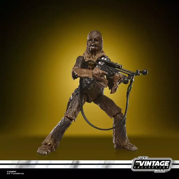 Hasbro Star Wars The Vintage Collection Chewbacca firing bowcaster from the hip.
