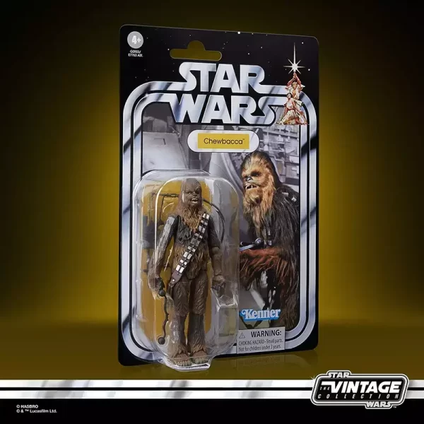Hasbro Star Wars The Vintage Collection Chewbacca in packaging, side view.