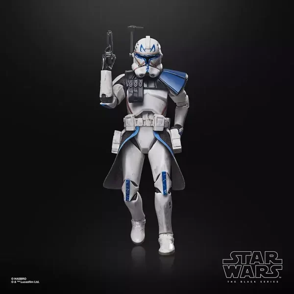Hasbro Star Wars The Black Series Anakin Skywalker & Clone Captain Rex. Rex walking with one blaster raised by head.