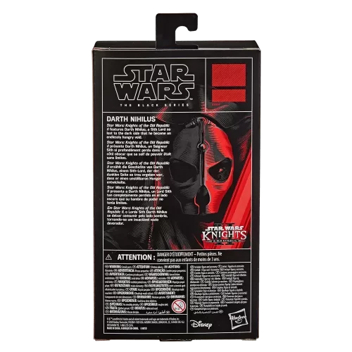 Hasbro Star Wars The Black Series Gaming Greats Darth Nihilus back of box.