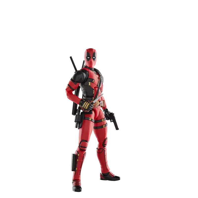 Hasbro Marvel Legends Deadpool (Deadpool & Wolverine) with pistol and baby knife.