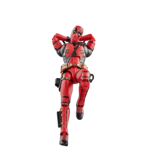 Hasbro Marvel Legends Deadpool (Deadpool & Wolverine) relaxing with arms behind his head.
