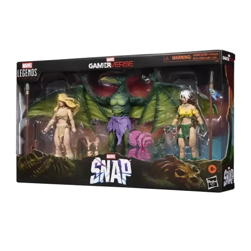 Hasbro Marvel Legends Gamerverse SNAP Savage Land 3-pack packaging side view.
