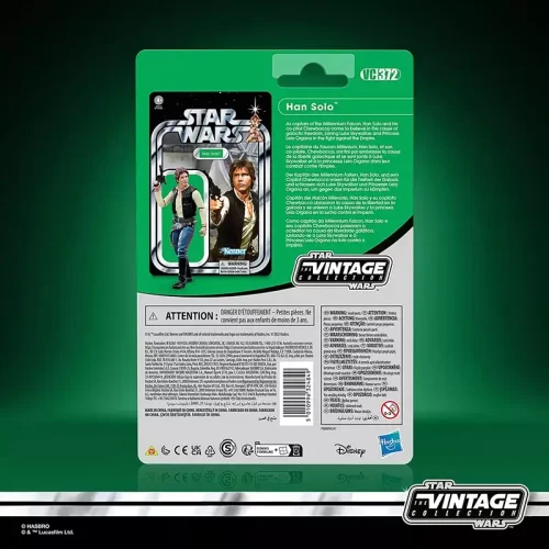 Hasbro Star Wars The Vintage Collection Han Solo back of packaging.