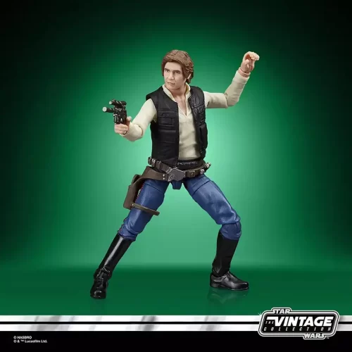 Hasbro Star Wars The Vintage Collection Han Solo firing from the hip.