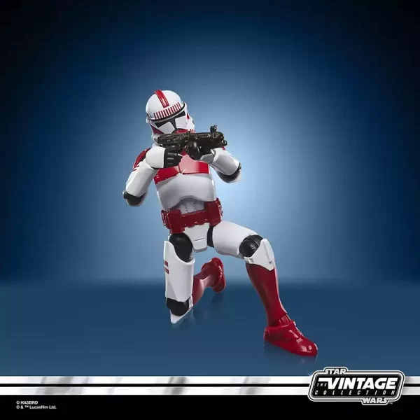 Hasbro Star Wars The Vintage Collection Imperial Sock Trooper crouching and aiming blaster.