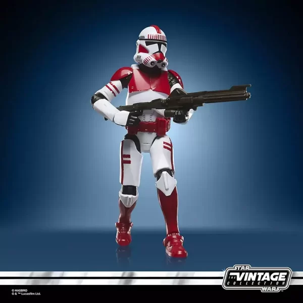 Hasbro Star Wars The Vintage Collection Imperial Shock Trooper firing rifle from the hip.
