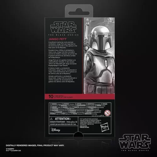 Hasbro Star Wars The Black Series Jango Fett, back of packaging.