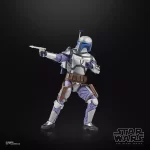 Hasbro Star Wars The Black Series Jango Fett posed with dual blasters.