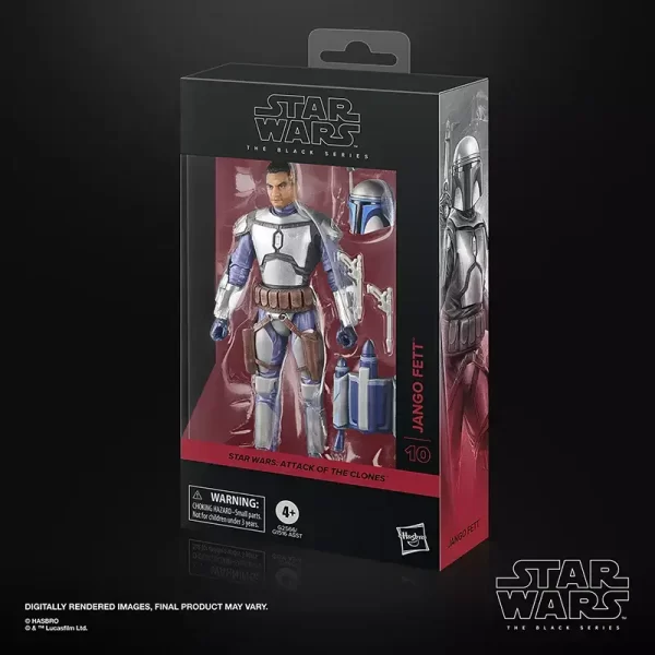 Hasbro Star Wars The Black Series Jango Fett in packaging, right side view.