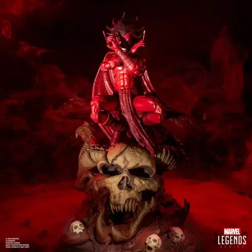 Hasbro Marvel Legends Marvel's Mephisto with Infernal Throne. Mephisto crouching at throne.