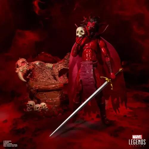 Hasbro Marvel Legends Marvel's Mephisto with Infernal Throne. Mephisto holding skull in front of throne.
