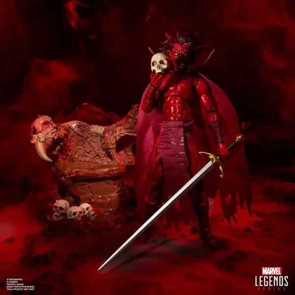 Hasbro Marvel Legends Marvel's Mephisto with Infernal Throne. Mephisto holding skull in front of throne.