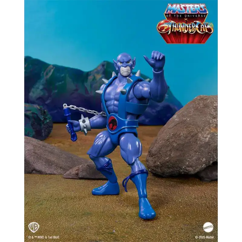 Mattel Masters of the Universe x Thundercats Origins Panthro in iconic fighting pose on Eternia.