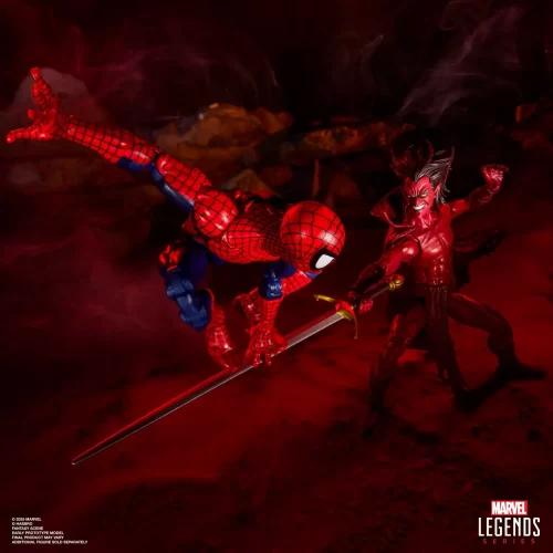 Hasbro Marvel Legends Marvel's Mephisto with Infernal Throne. Spider-Man on top of Mephisto's sword.