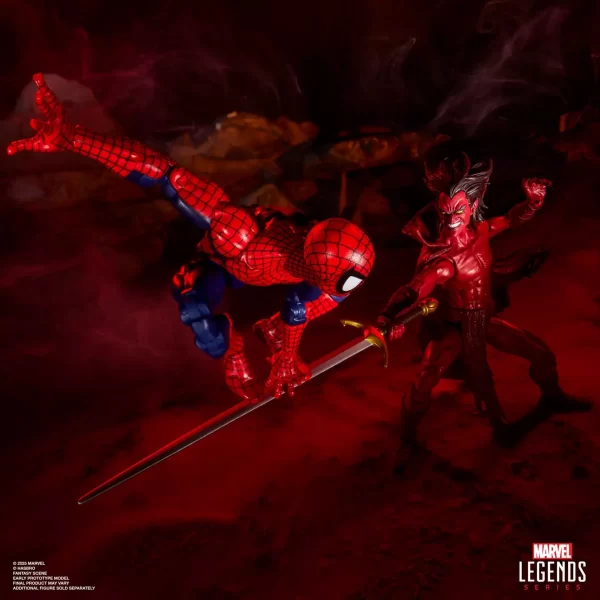 Hasbro Marvel Legends Marvel's Mephisto with Infernal Throne. Spider-Man on top of Mephisto's sword.