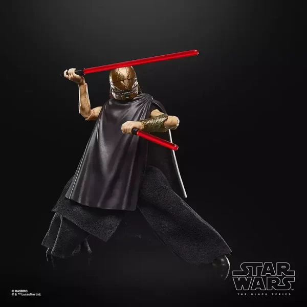 Hasbro Star Wars The Black Series The Stranger (Qimir) with duel red lightsabers.