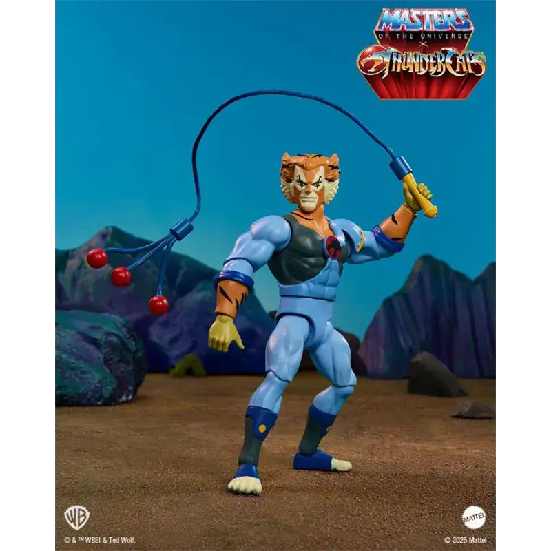 Mattel Masters of the Universe x Thundercats Origins Tygra. Posed with whip on Eternia.