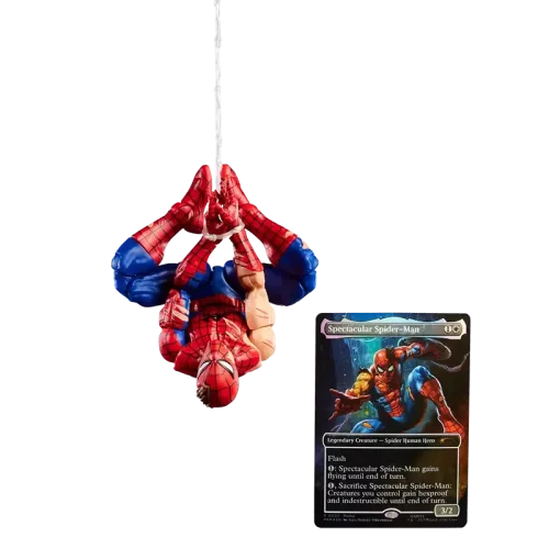 Hasbro Marvel Legends Magic: The Gathering Battle Damaged Spider-Man with card.