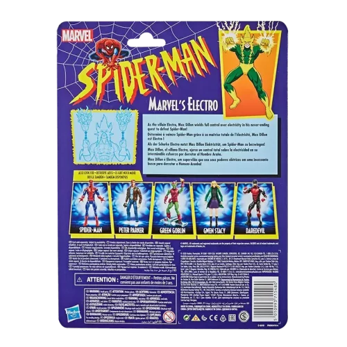 Marvel Legends Spider-Man Retro Electro card back.