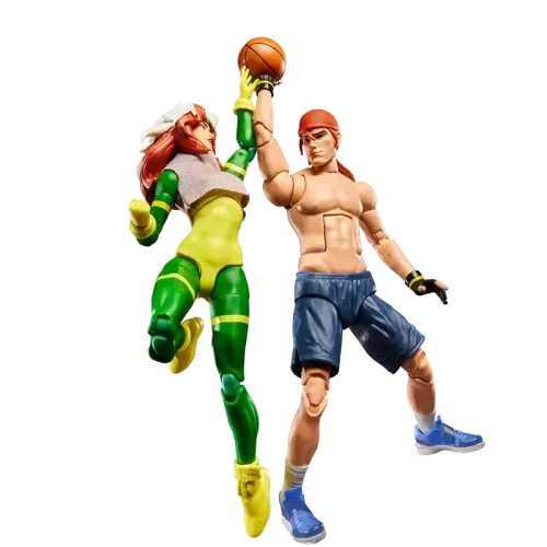 Hasbro Marvel Legends X-Men '97 Gambit and Rogue reaching for basket ball.