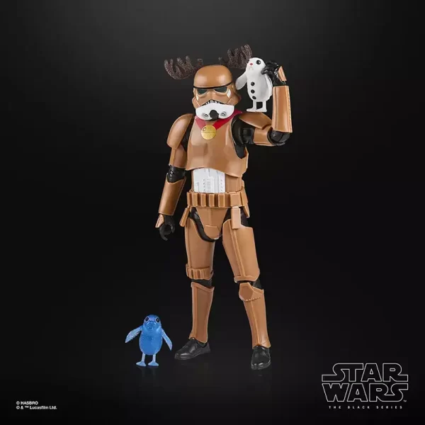 Hasbro Star Wars The Black Series Stormtrooper (Holiday Edition) with porgs.