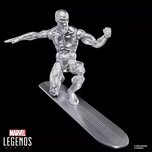Hasbro Marvel Legends Silver Surfer (Silver Surfer #1) on surf board.