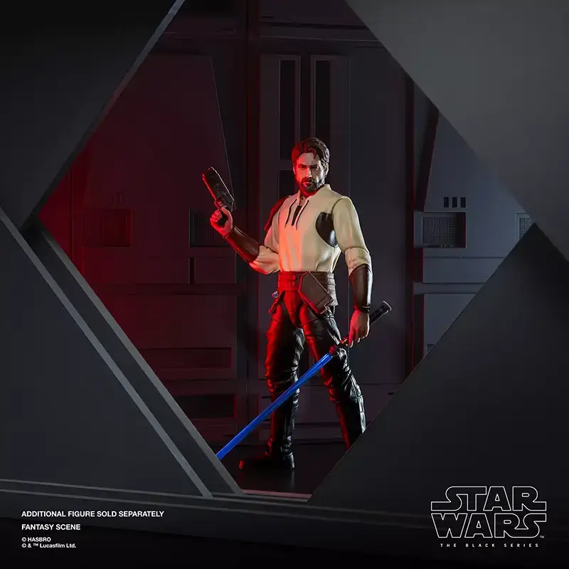 Hasbro Star Wars Gaming Greats Kyle Katarn with blaster pistol and lightsaber.