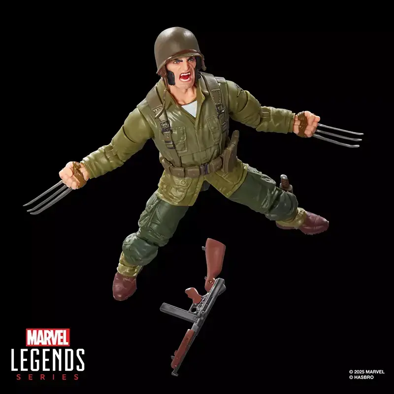 Hasbro Marvel Legends Wolverine (WWII Logan) screaming with claws out.