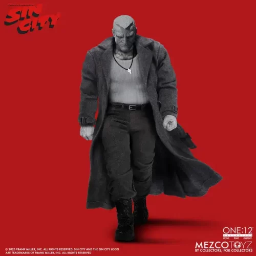 Mezco Toyz One:12 Collective Sin City Marv walking in front of red background