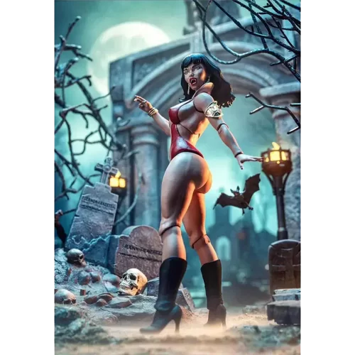 Frazetta Girls Icon Collectibles Vampirella with graveyard base.