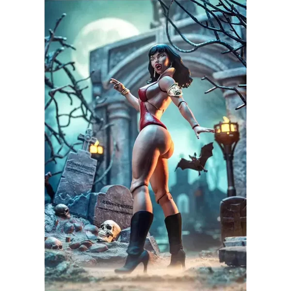 Frazetta Girls Icon Collectibles Vampirella with graveyard base.